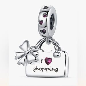 Silver Dangle Shopping Bag Charm For Pandora Braclets
